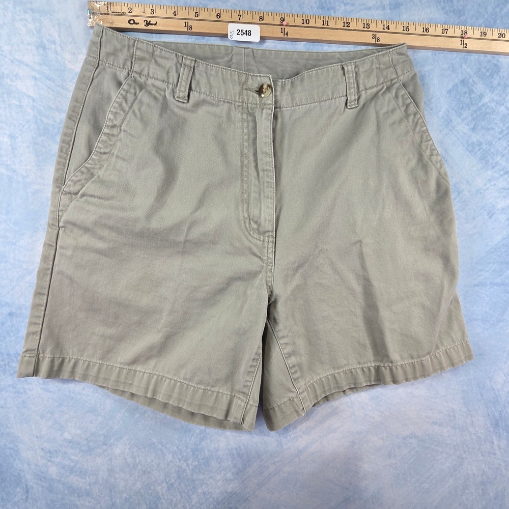 LL Bean Womens Khaki Chino Shorts Size 8 Regular Tan Cotton Twill Casual 0XM37
